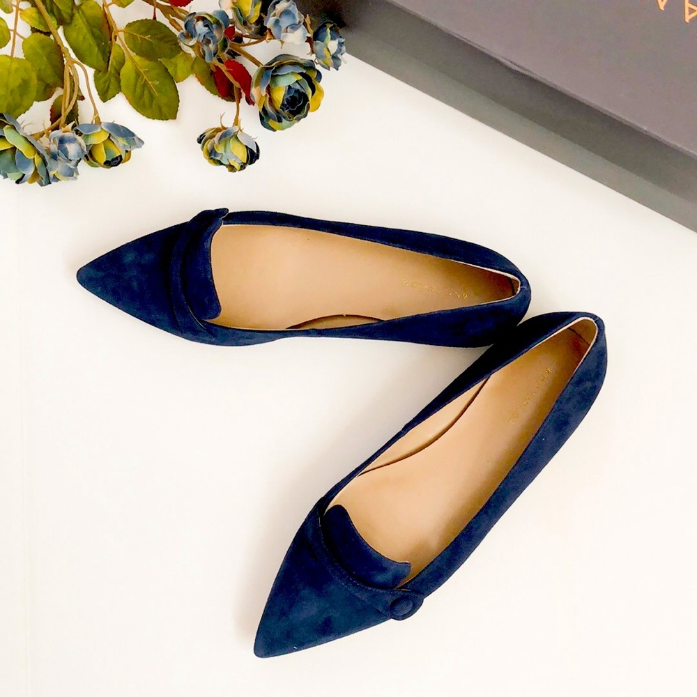ANN TAYLOR January Suede Button Flat 5 1/2